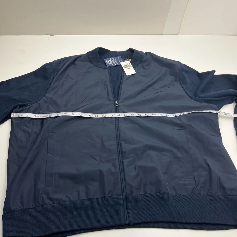 Polo Ralph Lauren Cotton Hybrid Full Zip Sweater Navy Blue Bomber Jacket 3XB NEW